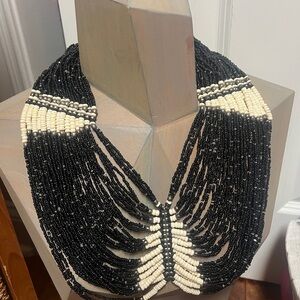 Ethnic Tribal Cleopatra Necklace 50 Strand Seed Bead Bib